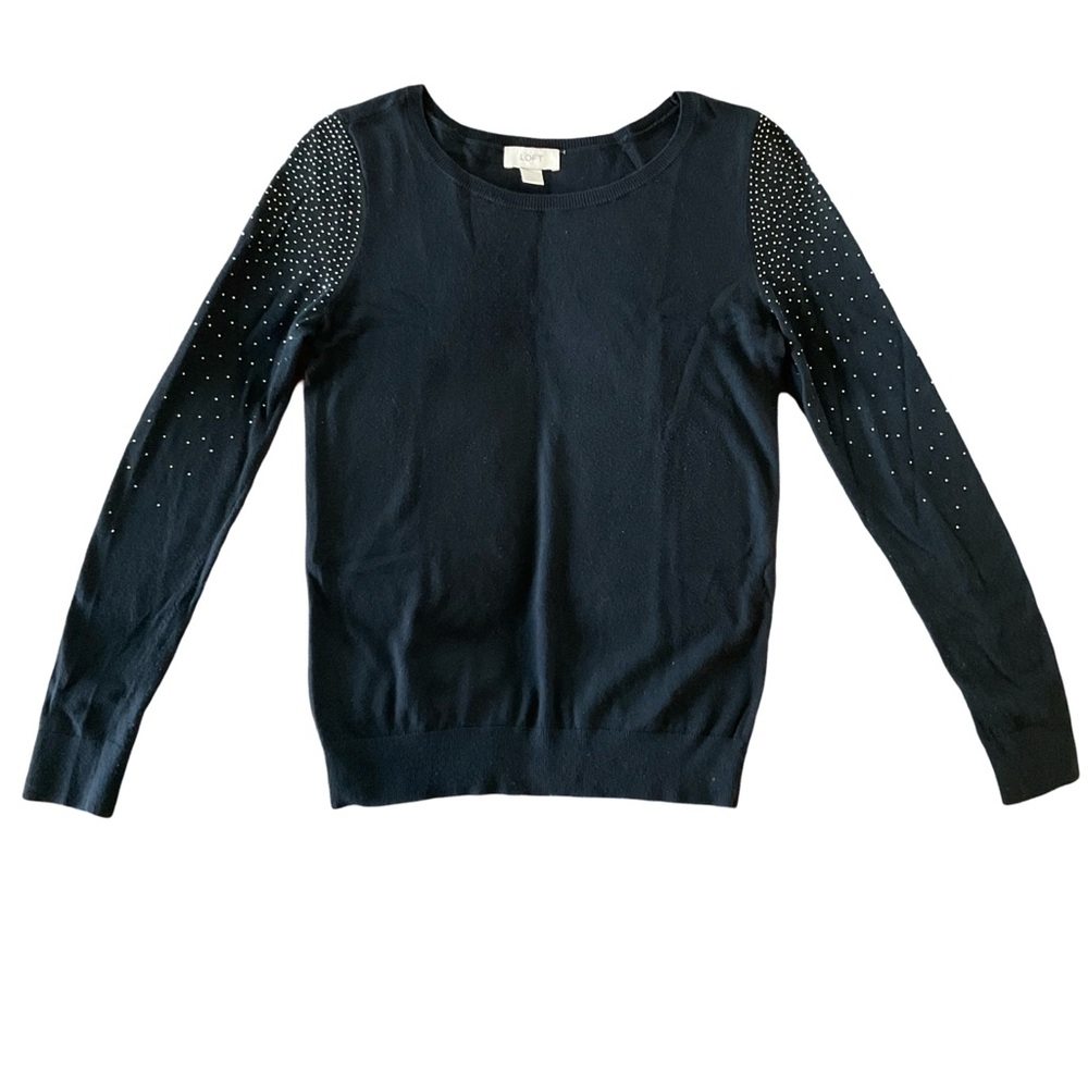 ANN TAYLOR LOFT Crystal Studded Long Sleeve Sweater